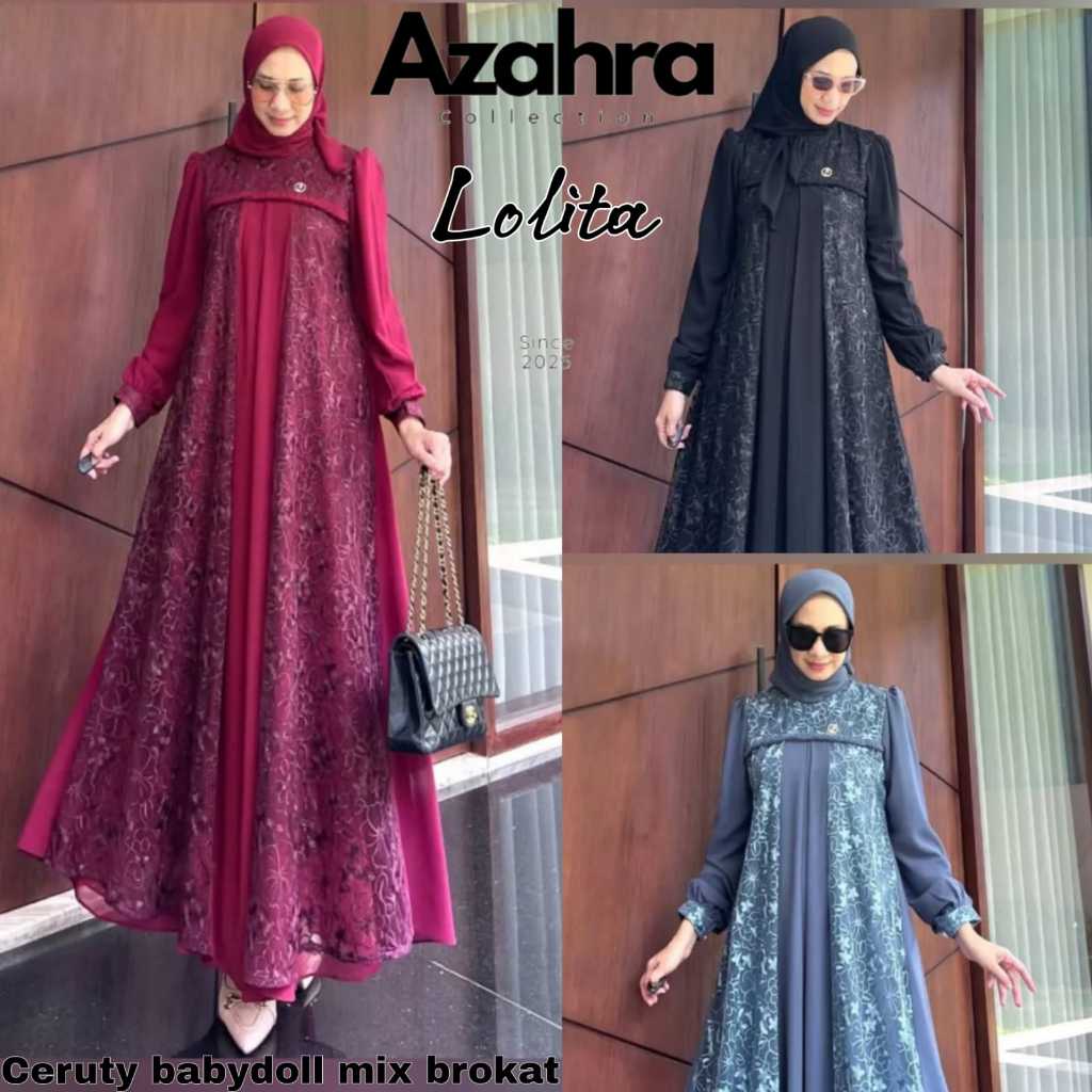 Gamis Premium Gamis Abaya Turkey Dua Layer Aplikasi Brokat Impor Dress Mewah Bahan Ceruty FullPURING