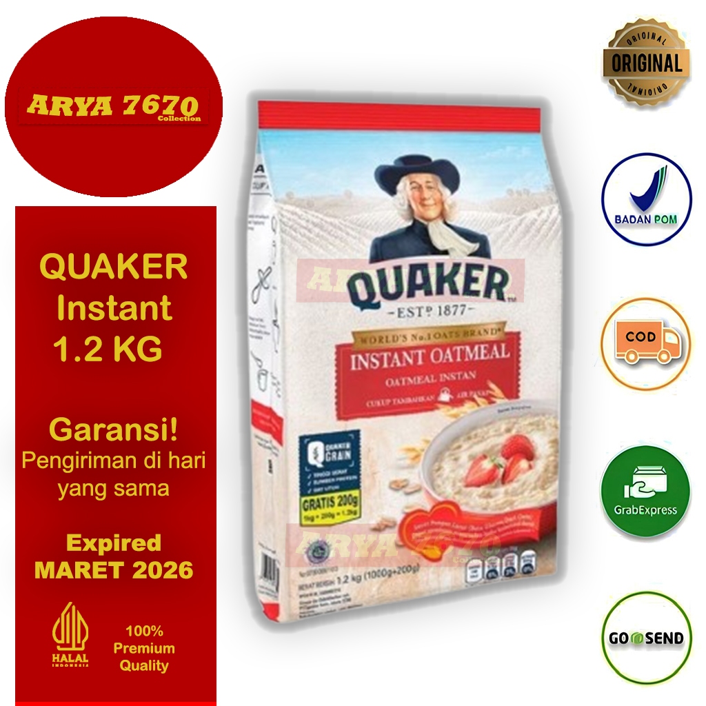 

[PROMO 1.1] Quaker Oatmeal Instant 1200 gr 1,2kg. Exp 03/26