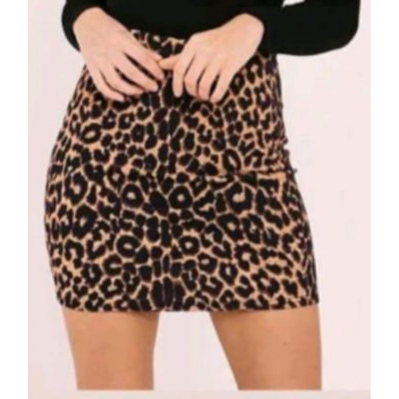 rok mini span leopard / rok kerja /rok macan
