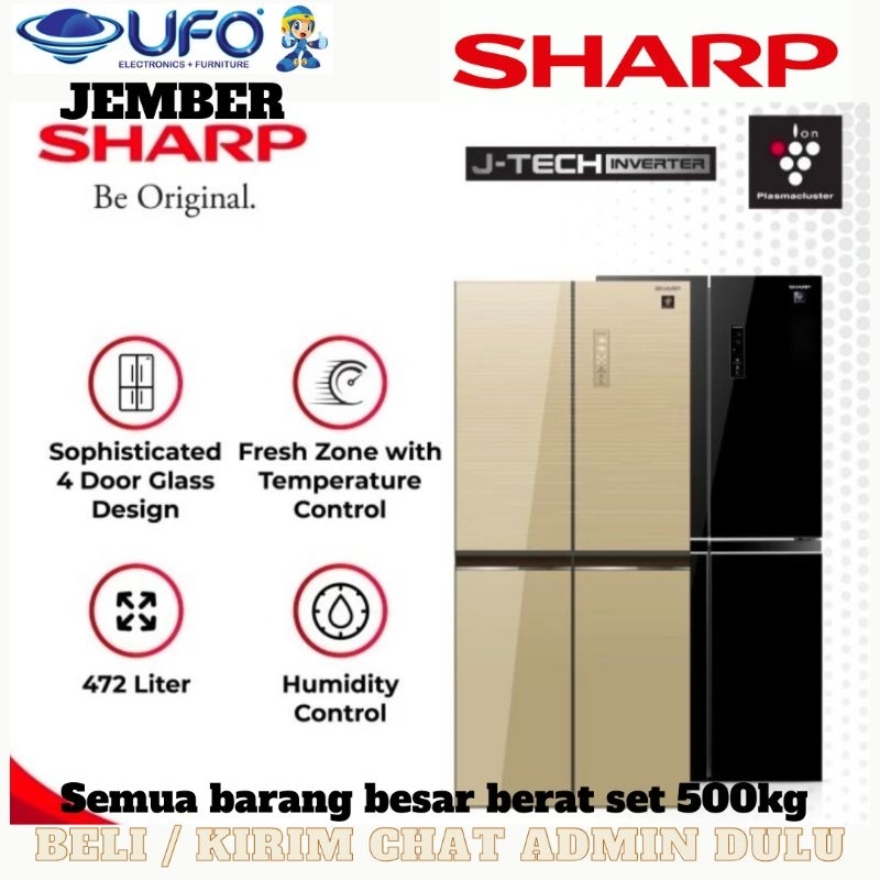 SHARP SJIF51PGSHARP SJIF51PGBK 2Hitam & SJIF51PGCG 2silver KULKAS LEMARI ES SIDE BY SIDE SBS Inverte