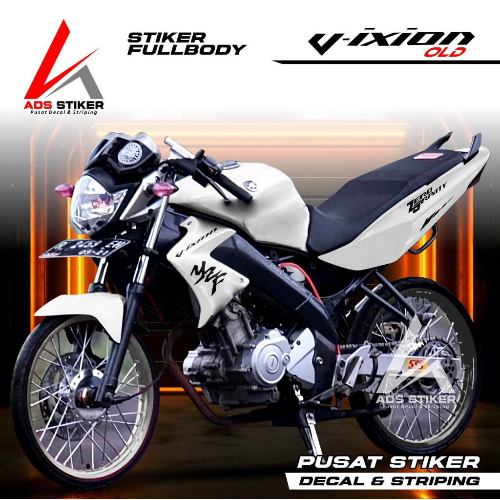 Decal Vixion Old Fullbody Polos - Stiker Variasi Vixion Lama Motip Polos Kanji Bisa COD