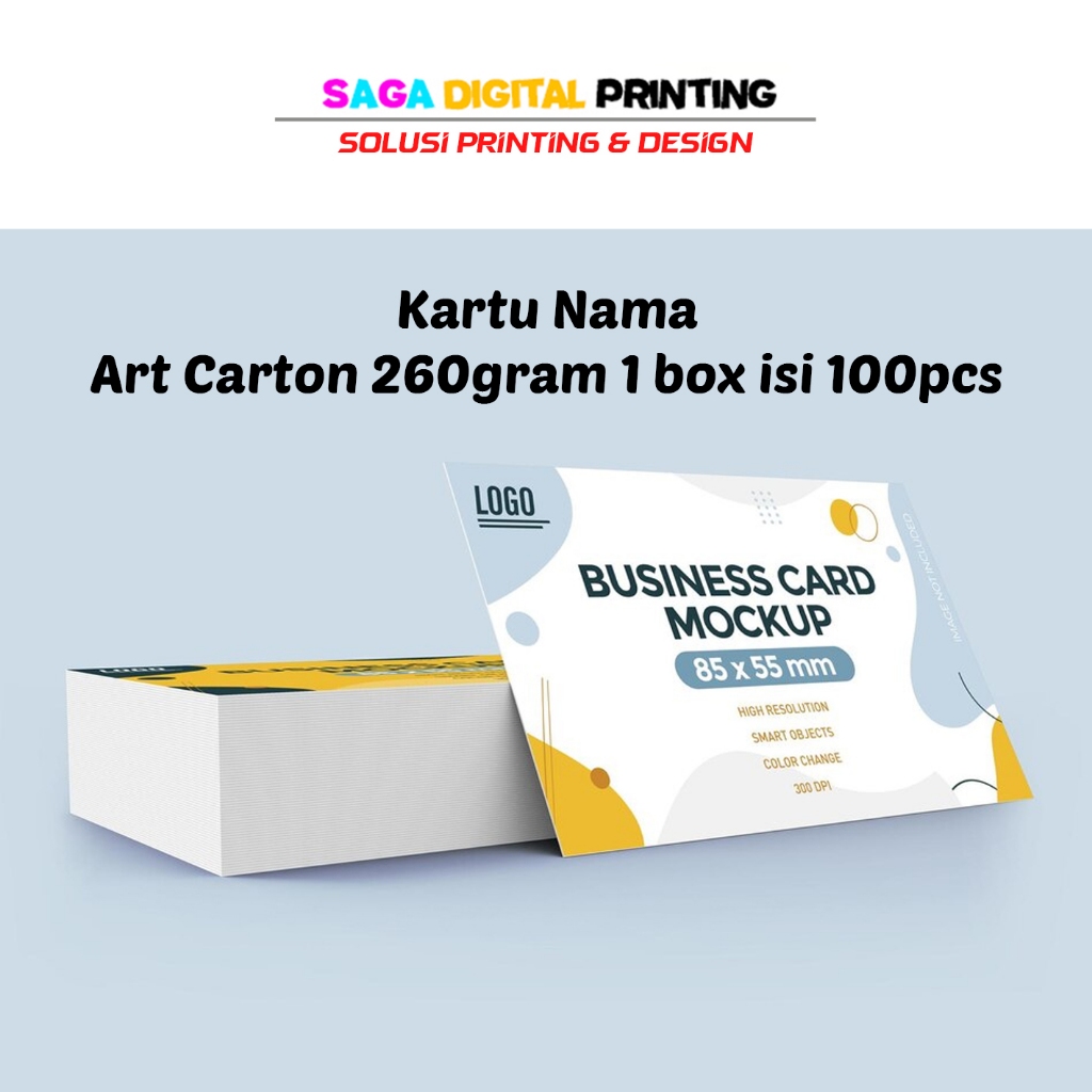 

SAGADigital cetak 1 sisi Custom Kartu Nama Include Box Ekonomis Murah Bahan Art Carton 260gsm