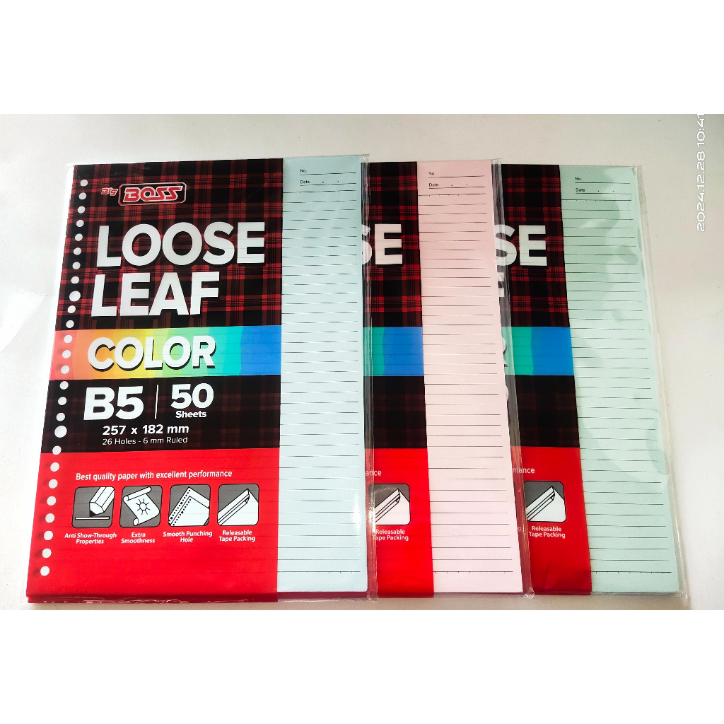 

BIG BOSS LOOSE LEAF B5 50 LEMBAR COLOR kertas binder