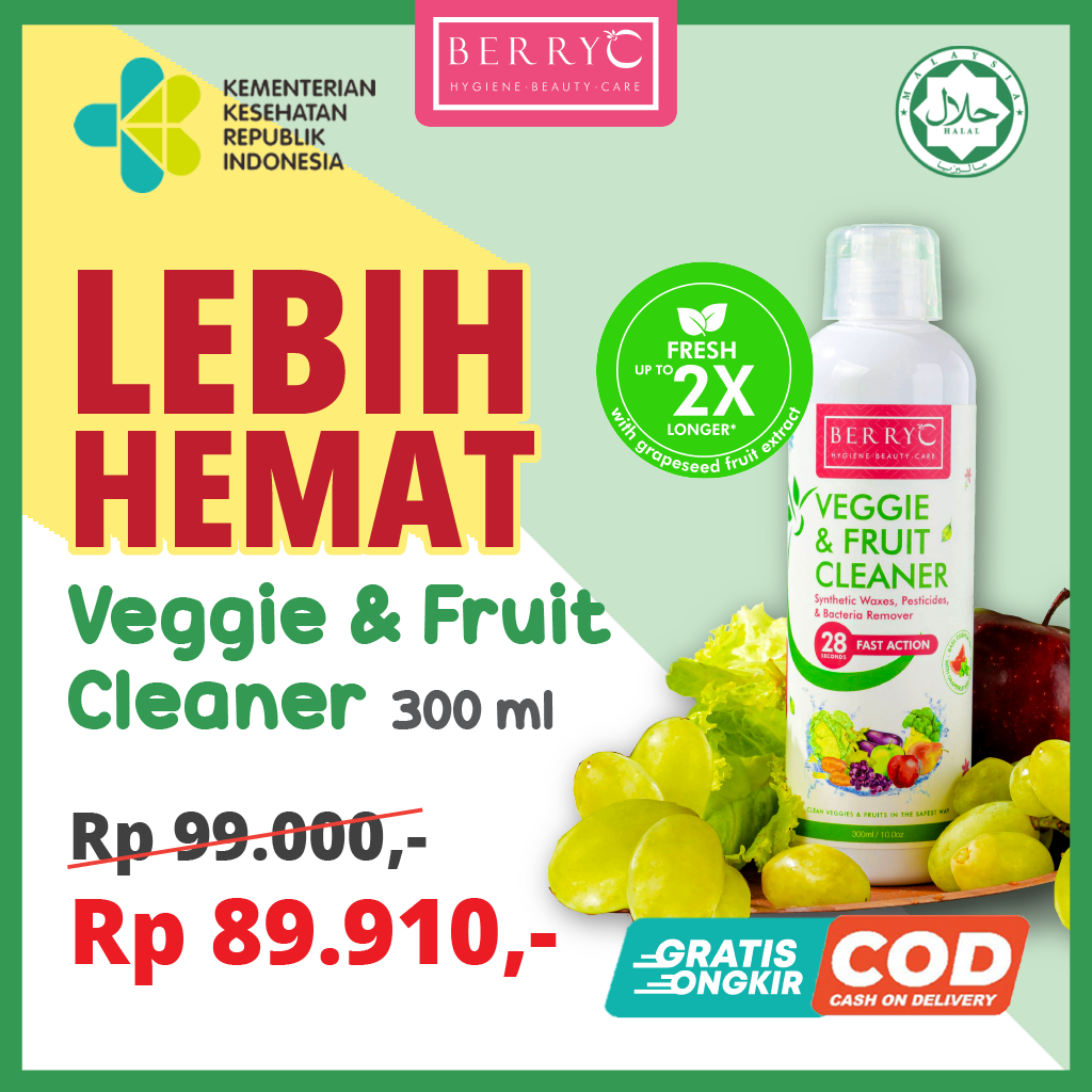 BerryC Veggie & Fruit Salad Cleaner 300ML Vegetable Wash - Sabun Cairan Pencuci Pembersih Buah Sayur