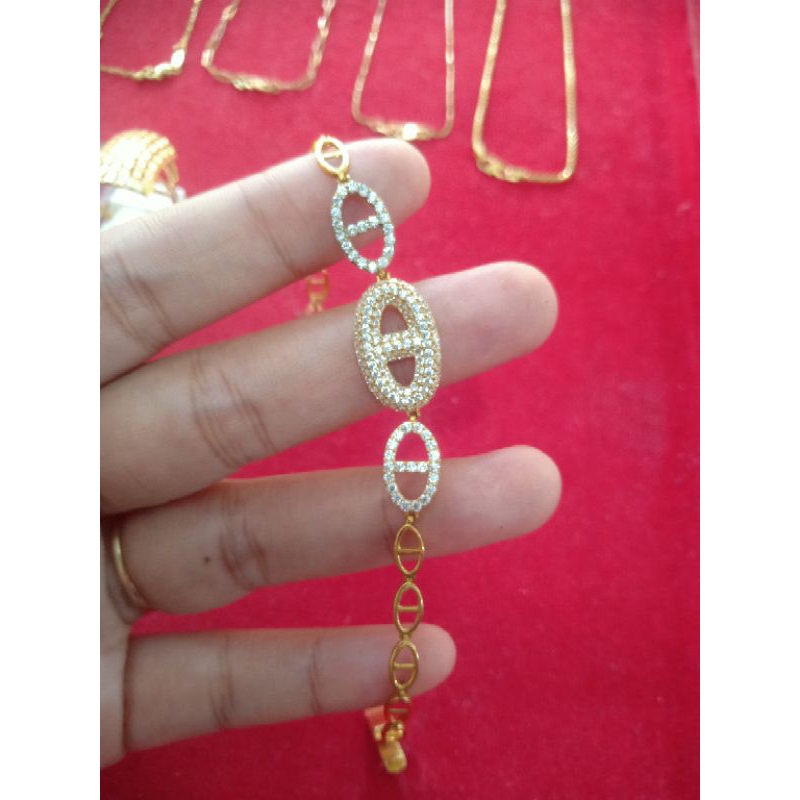 gelang emas permata tabur mdl rante, toko mas annisa kadar 375.