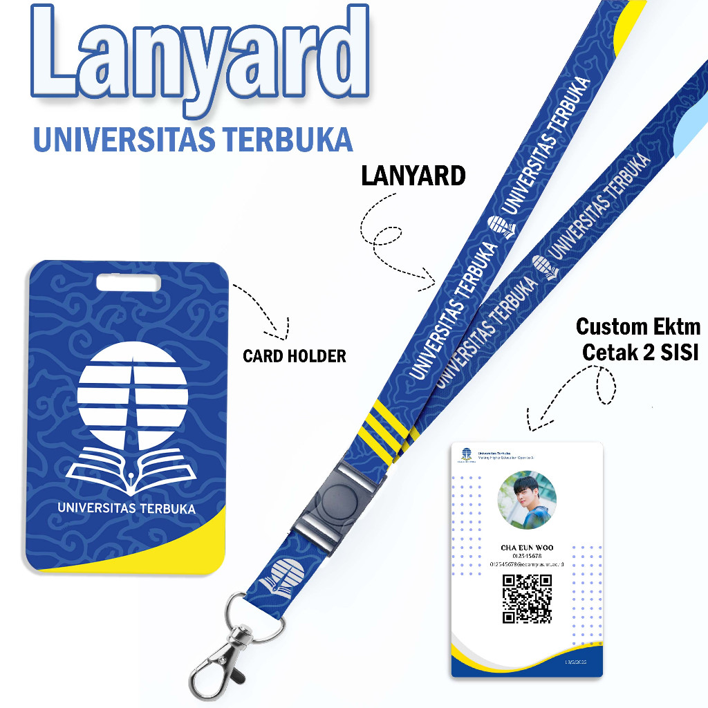 

CUSTOM E-KTM LANYARD CARD HOLDER Universitas Terbuka Gantungan Kunci - Handphone - ID Card - Ektm