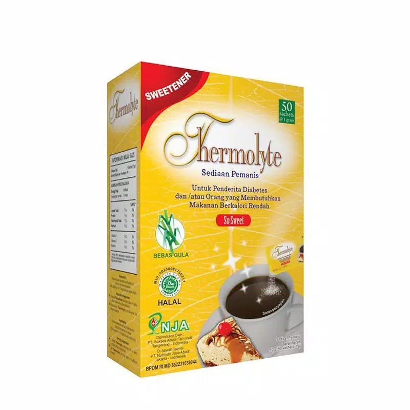 

Thermolyte Diet Sugar 1 box isi 50 sachet @ 1gr