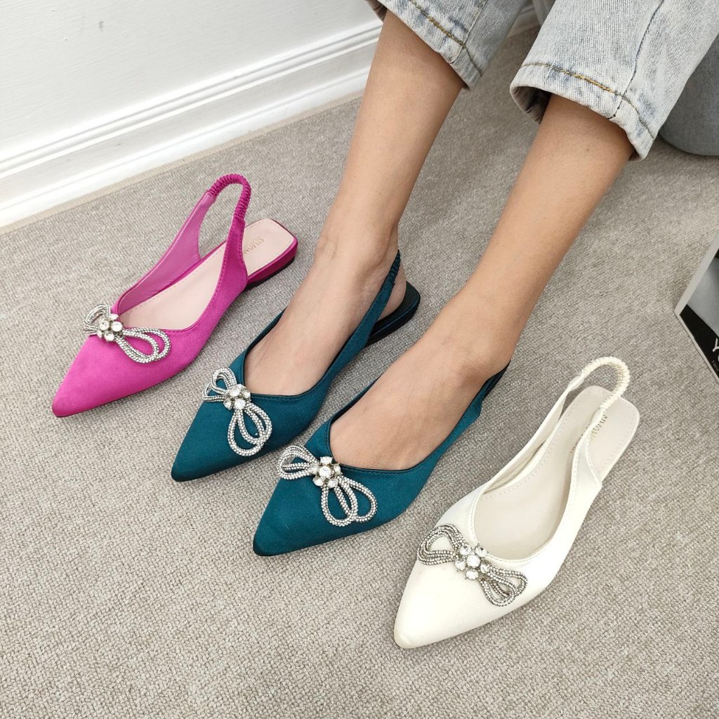 Simoncelli Sepatu Flat Tali Belakang Wanita | Sepatu Wanita | Sepatu Korea | Sepatu Pesta | Sepatu K