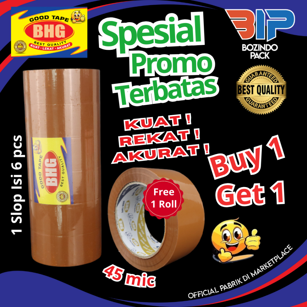 

Lakban BHG Good Tape OPP 45mm 1 Slop Lakban Coklat Brown Tan 45 Mic