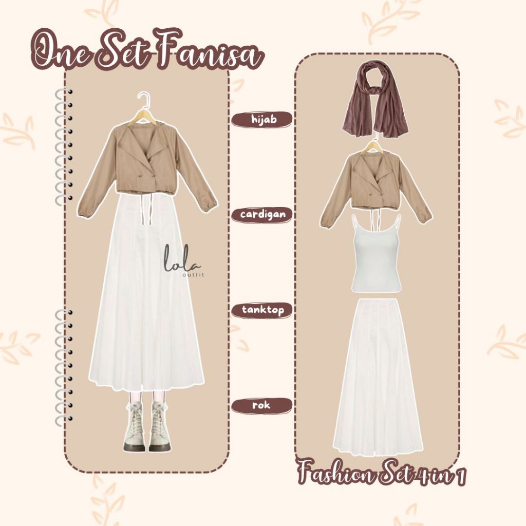 One Set Fanisa (Hijab, Tanktop, Blazer, Rok) Setelan 4 in 1 Wanita Korea Style ✿ Atasan Blazer Coksu