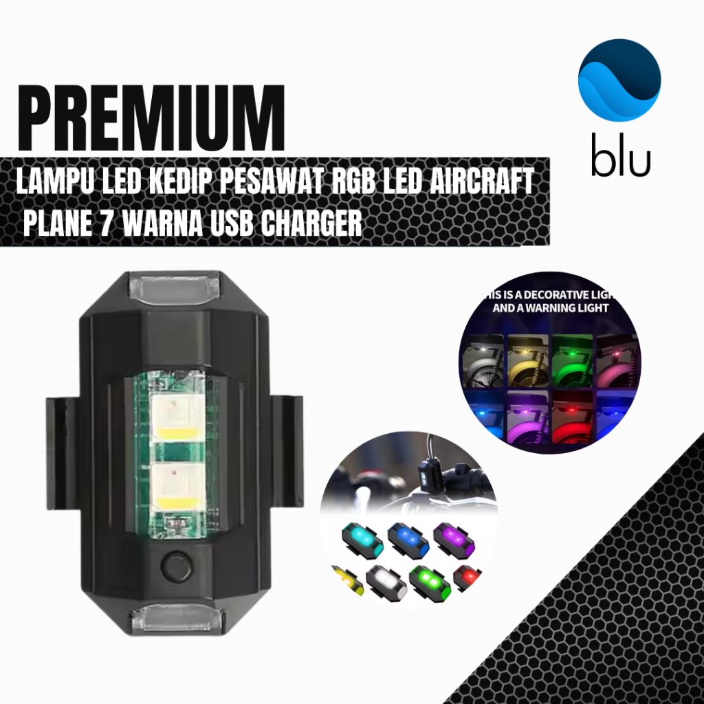 Lampu Pesawat LED RGB Portable Bisa Kedip Kedip Bisa Charger USB Motor mobil sepeda drone Universal