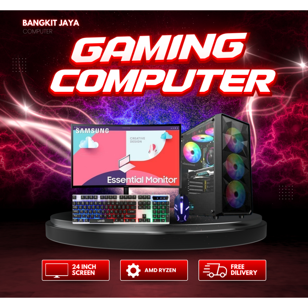 1 Set PC Gaming Fullset AMD Athlon 3000G | HDD - SSD | DDR4 16GB | Monitor 19 Inch - 24 Inch