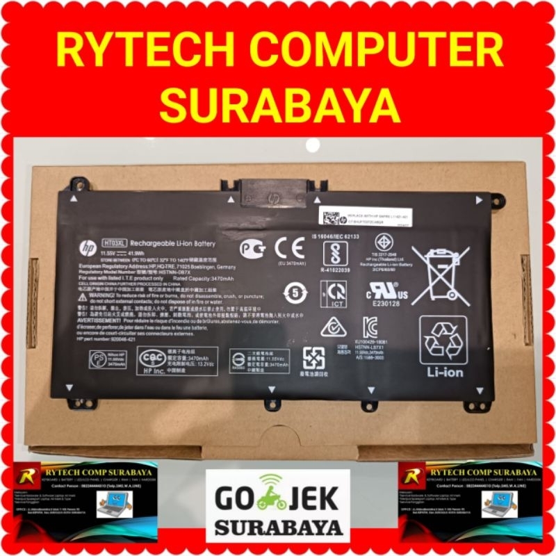 Original Baterai HP 14s-cf2508tu 14s-cf1046tu 14s-cf1051tu 14s-cf1047tu 14s-cf0130tu HT03XL (Model T