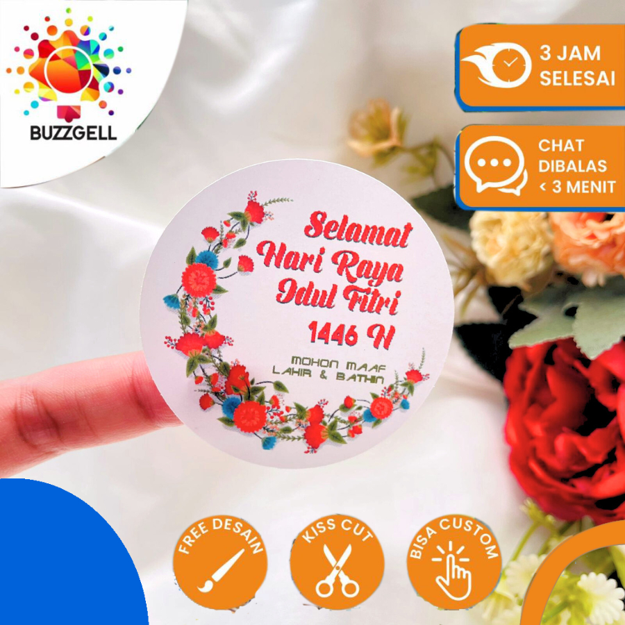 

Buzzgell Sticker Label Lebaran Idul Fitri Stiker Hampers Ramadhan Free Desain Custom Uk.Kecil 2-4