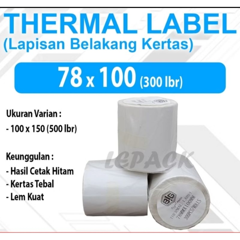 

Kertas Thermal Label Resi 78x100mm isi 300 lembar