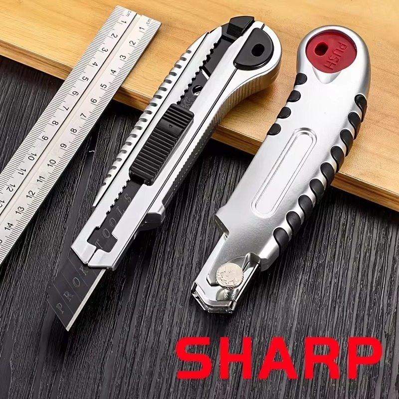 

FREE 5PCS ISI CUTTER Pisau Cutter Pisau Pemotong Kertas Kulit Tajam Auto-lock Multifungsi - 18 mm