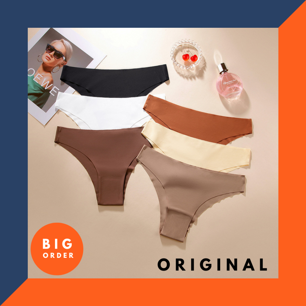 Celana dalam T-string Sutra Wanita Pinggang Tengah Mulus, Nyaman, Tanpa Jahitan CD48