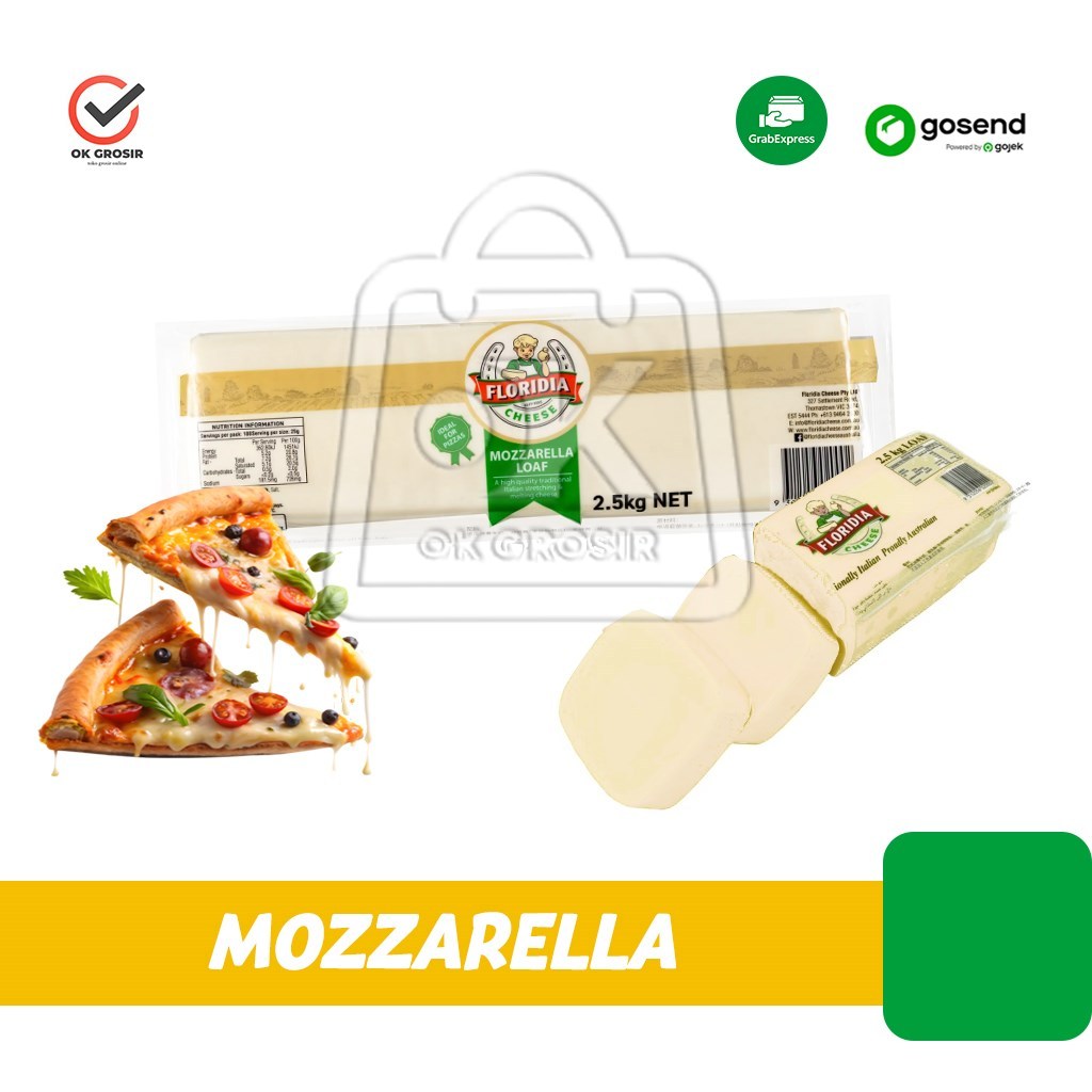 

Keju Mozarella Italia FLORIDIA Cheese Mozzarella Loaf Block (KHUSUS INSTANT)