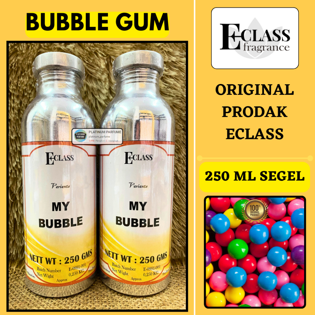 Bibit Murni Parfum BUBBLE GUM 250 ML SEGEL Alumunium By ECLASS FRAGRANCE / LBM / Bibit Perfum LBM / 