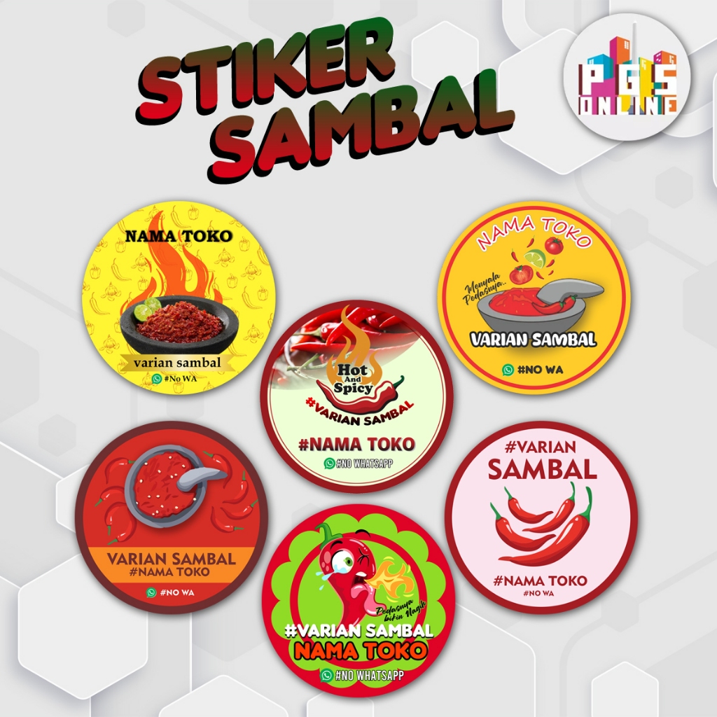 STIKER SAMBAL BONTAC BULAT DIAMETER 5 CM / Sticker Label Sambal  / Kemasan Sambel / Botol / Teri / B