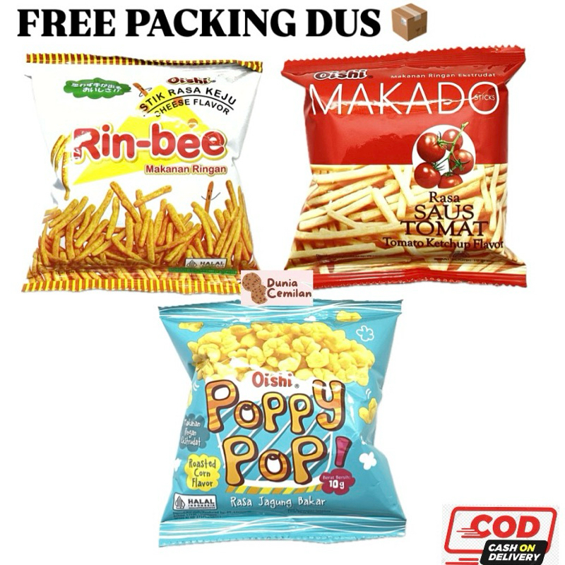 

[TERMURAH!!] Oishi Makado / Poppy Pop / Rinbee KECIL 10gr - Makanan Ringan Ekstrudat Enak Aneka Rasa