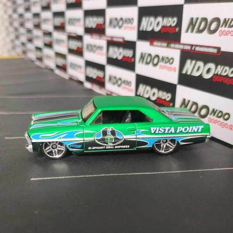 Hot Wheels '66 Chevy Nova Satin Green Vista Point 2nd Loose - 2014 HW Road Trippin'