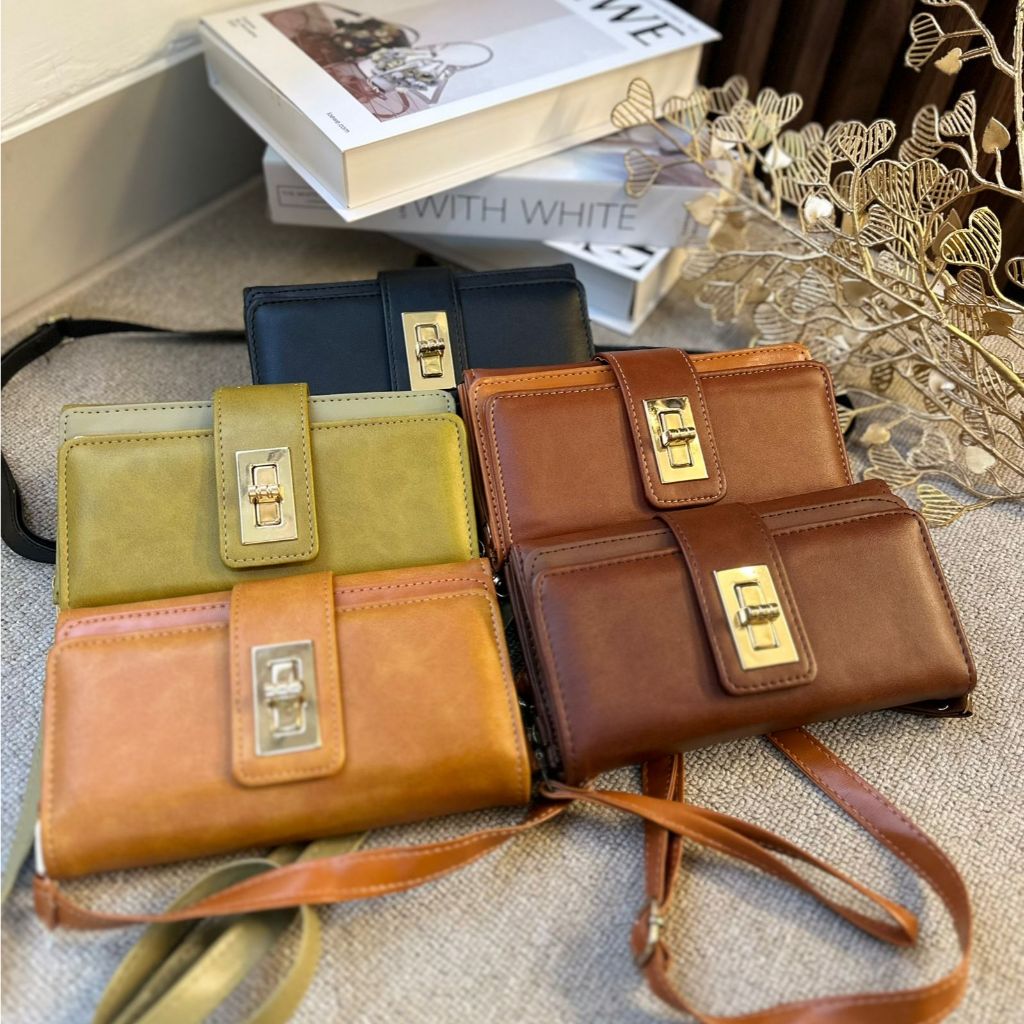 DOMPET OVELIA TALI PANJANG — Dompet Wanita 2in1 Tas Dompet Dapat Tali Panjang Selempang Slingbag