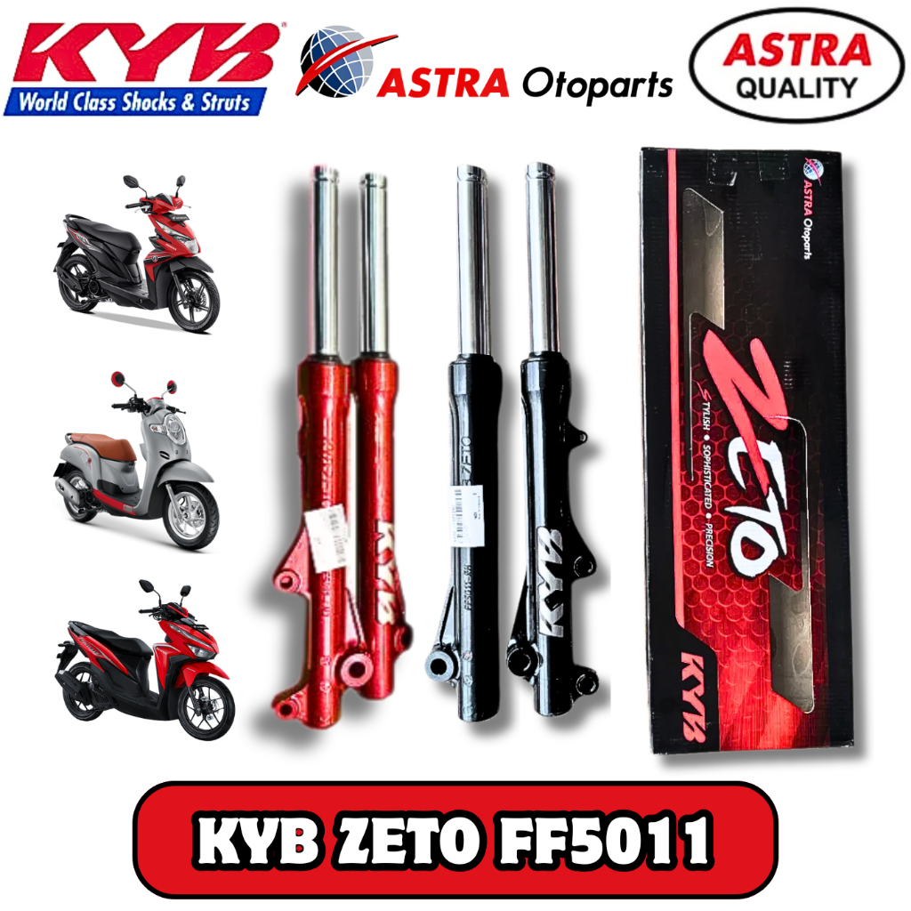 SHOCK DEPAN SOKBREKER MOTOR BEAT FI VARIO 125 VARIO 150 SCOOPY GENIO STYLO KYB ZETO FF5011 ORIGINAL