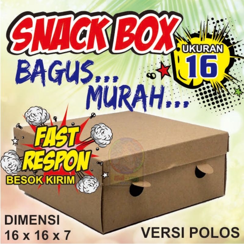 Dus Box Kertas kraft 16 polos | Snack Box Kue | Dus polos | Bungkus Makanan | Kotak Makanan Bagus mu