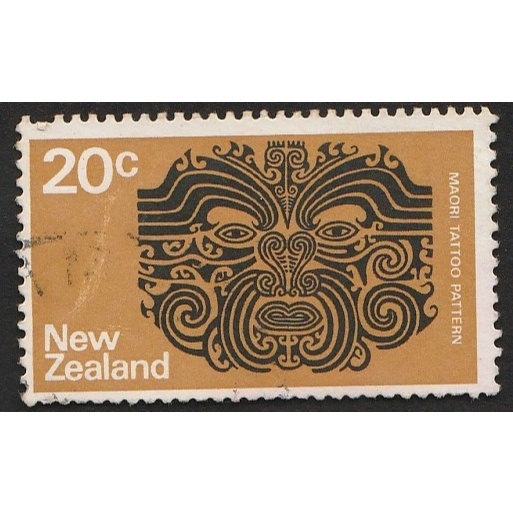 

A 11422 SATU BUAH PRANGKO NEW ZEALAND NOMINAL 20c TEMA MAORI TATTOO PATERN DENGAN KONDISI SUDAH ADA CAP