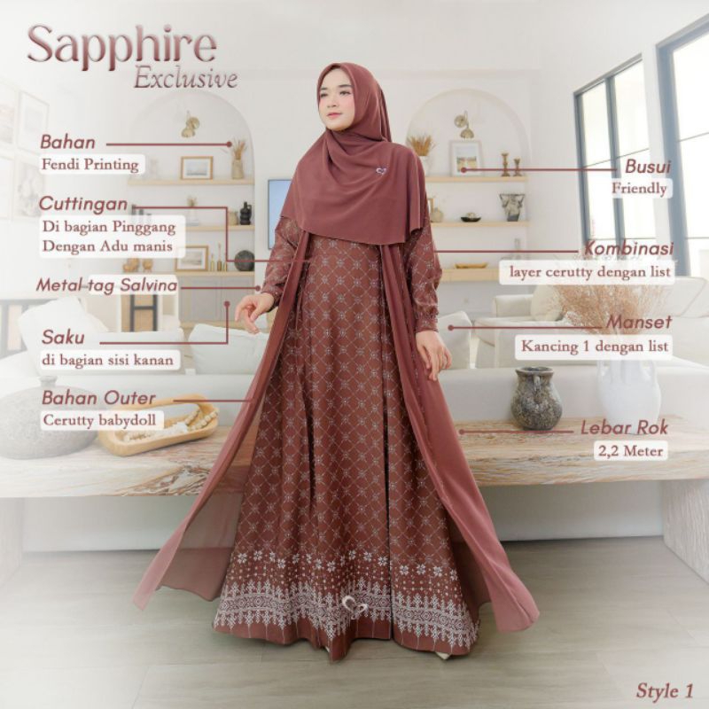 GAMIS SHAPPIR BY SALVINA HIJAB/ORIGINAL ABAYA/SARIMBIT TERBARU