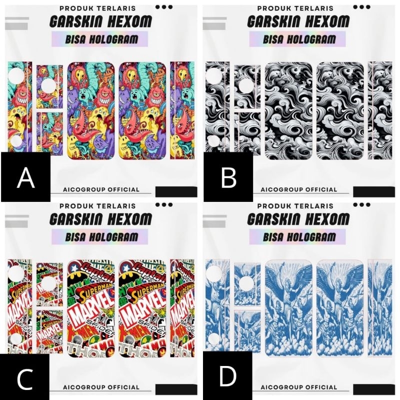

JAKACUSTOM - Stiker Hecsom Bisa Hologram Original Desain Full Motif Bisa Custom Anti Air Tahan Lama