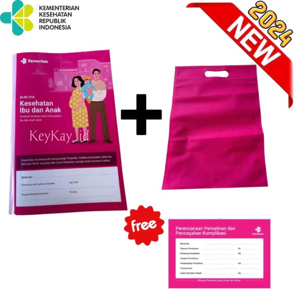 

buku KIA Kesehatan Ibu dan Anak 2024 NEW free stiker