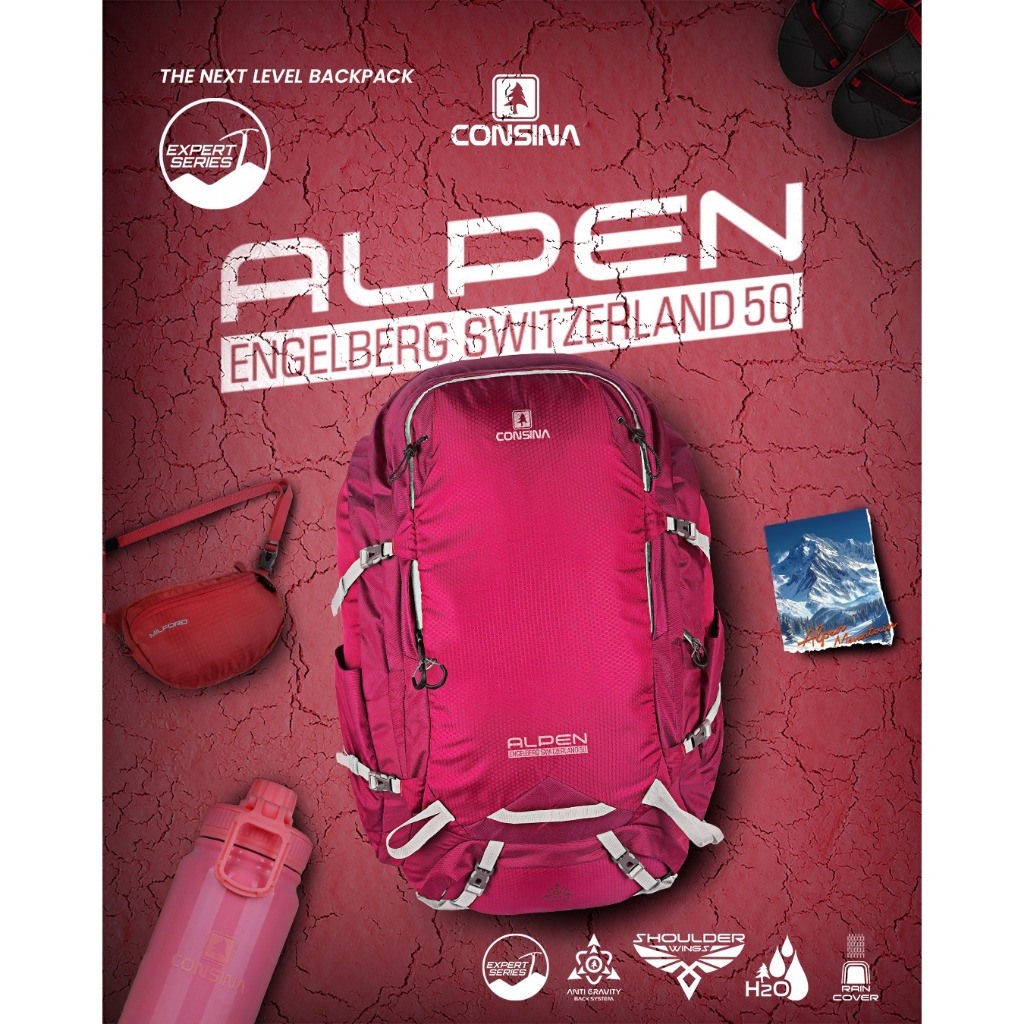 CONSINA ALPEN RANSEL GUNUNG | HIKING OUTDOOR TRAVEL 50L