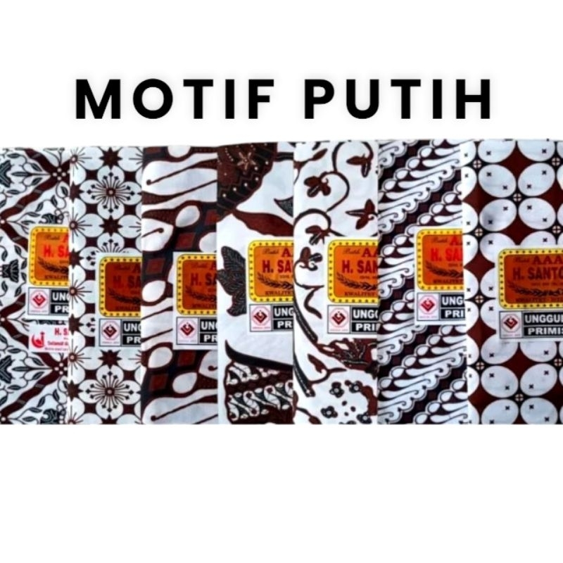 Kain Batik, Kain Jarik Batik H Santoso Motif Dasar Putih, Batik Putih, Kain Baju