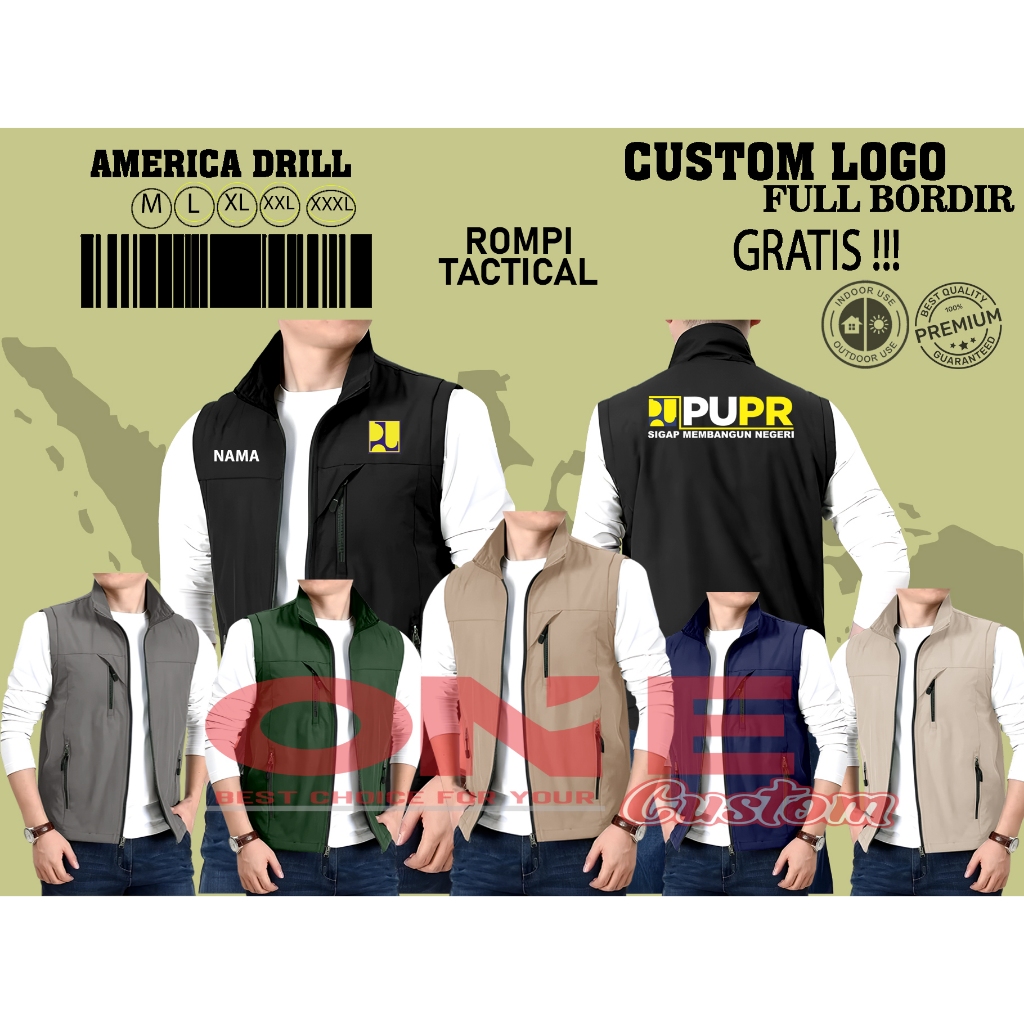 Rompi Tactical Outdoor Rompi Lapangan Free Custom Bordir Premium PUPR