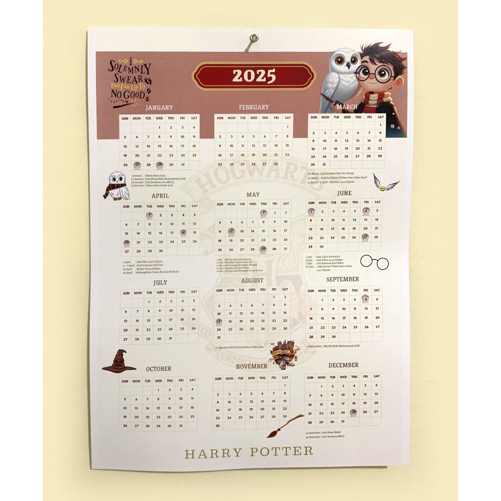

Kalender dinding Harry Potter ukuran A3