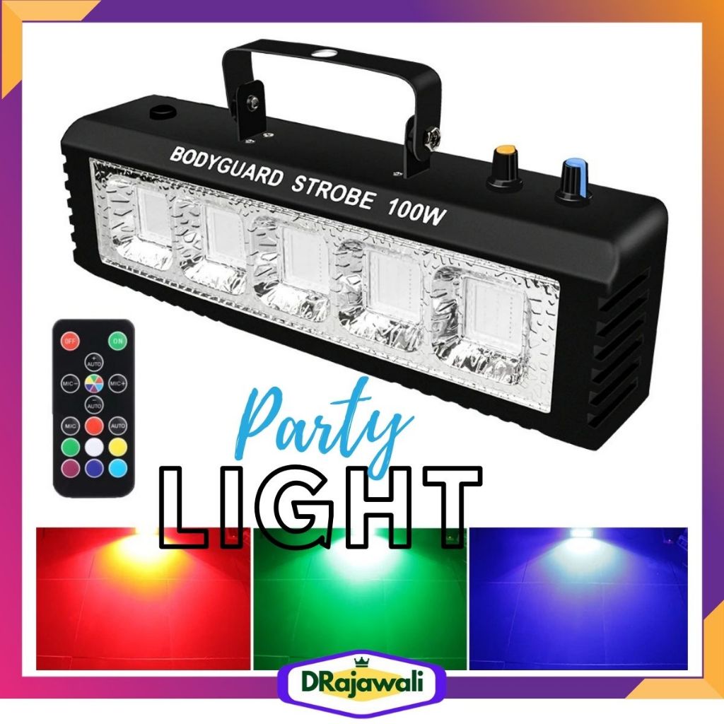 Lampu Disco Strobo LED RGB Lighting Panggung DJ Disko Party Remote Kontrol 100W