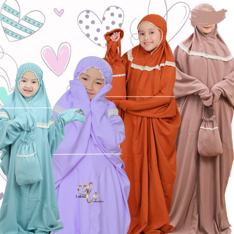Mukena Terusan RENDA KALUNG Couple TK ANAK DEWASA | Lubna