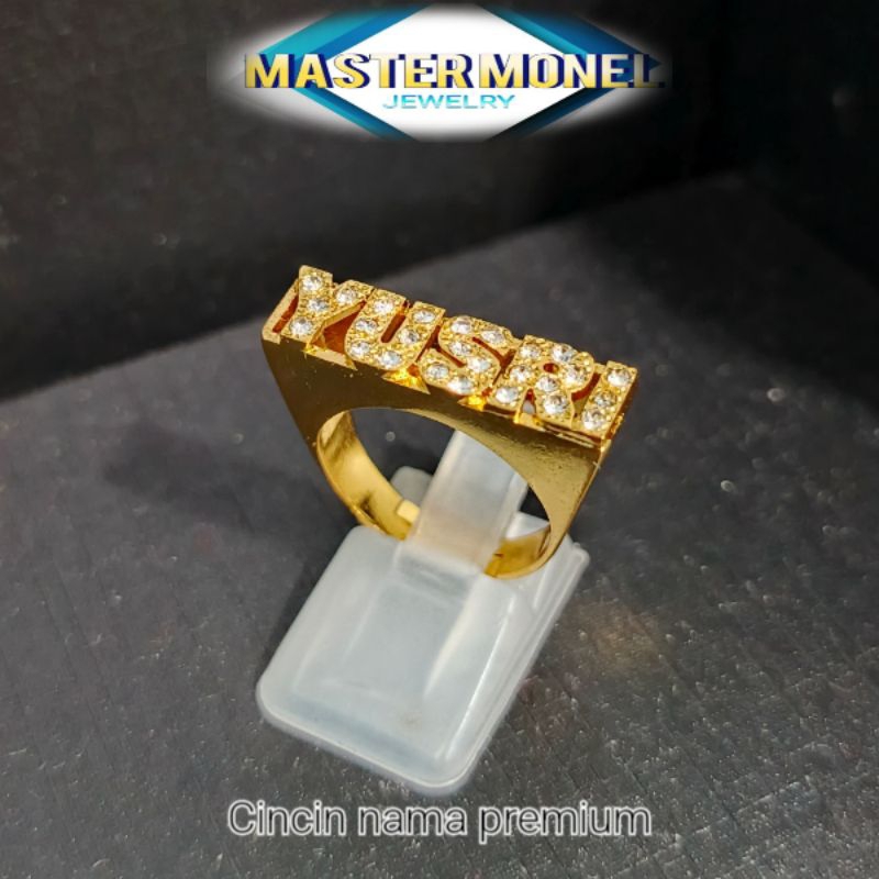 Master Monel - Cincin Kotak Nama Permata Gold Lapis Emas 24k cincin nama titanium cincin nama titani