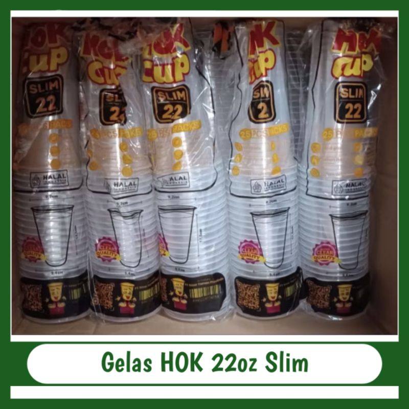 GELAS HOK 22oz SLIM [ISI 25pcs] GELAS PLASTIK 22oz slim MEREK HOK / GELAS ES JERUK [ISI 25pc ] GELAS