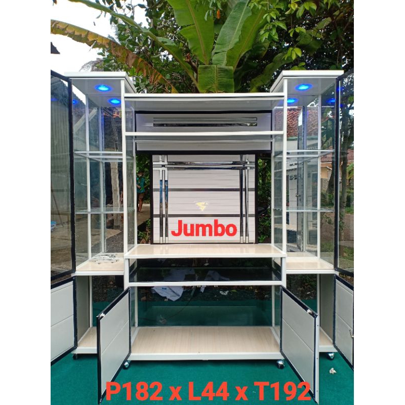 Bufet Tv ACP Minimalis ukuran jumbo 2lampu.182*44*192cm