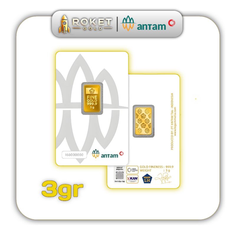 LOGAM MULIA ANTAM 3GR 24K - SERTIFIKAT RESMI - BISA COD - ANTAM