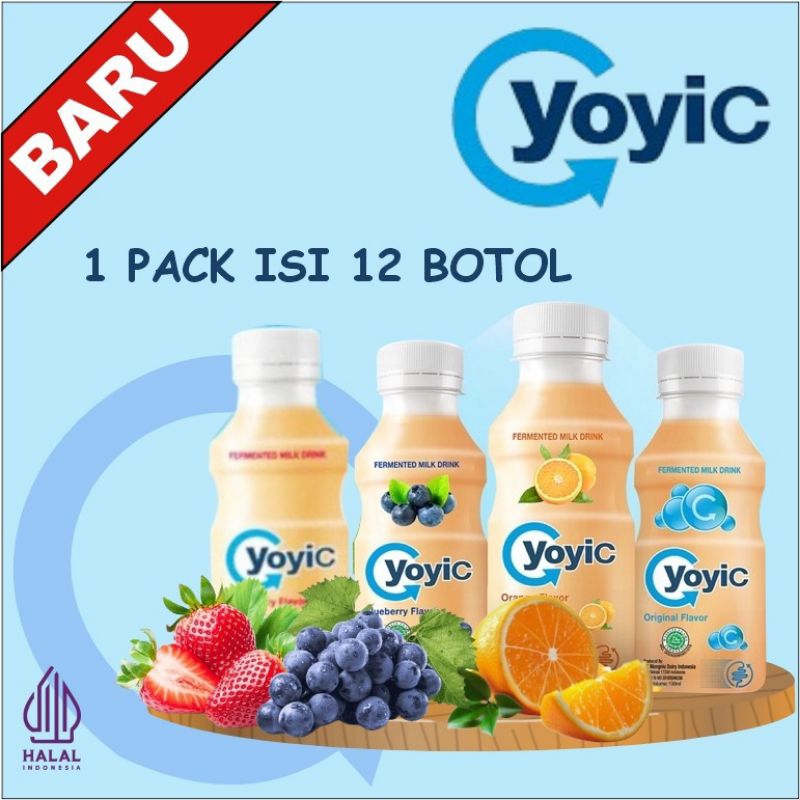 

Yoyic kemasan botol 130 ML (1 krat isi 12 botol) Murah Minuman Susu Fermentasi dengan Rasa Buah