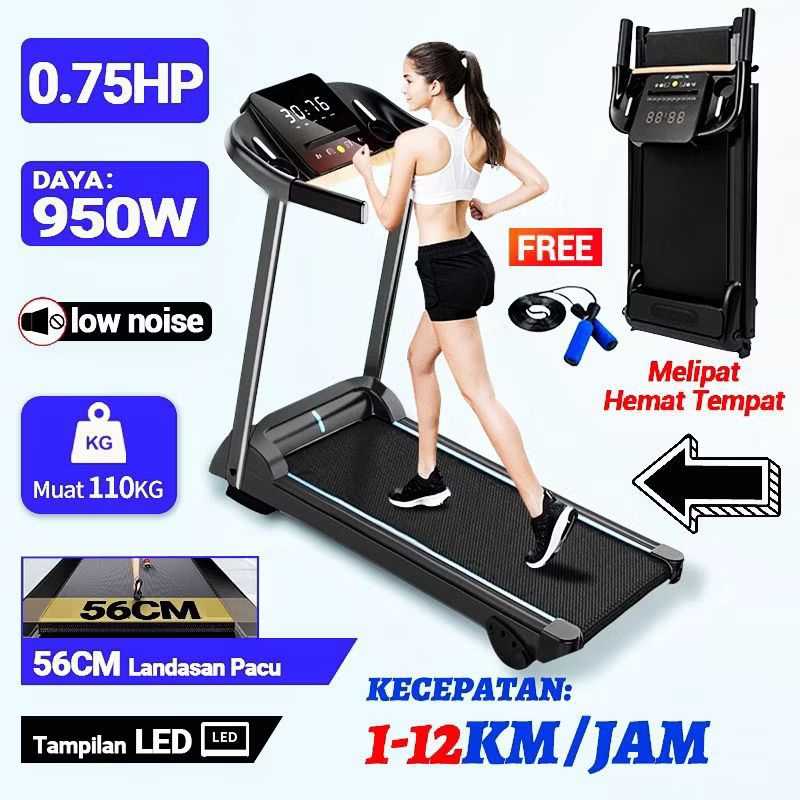 Treadmill Elektrik LED Atas Treadmill Listrik 950Watt Treadmill Multifungsi