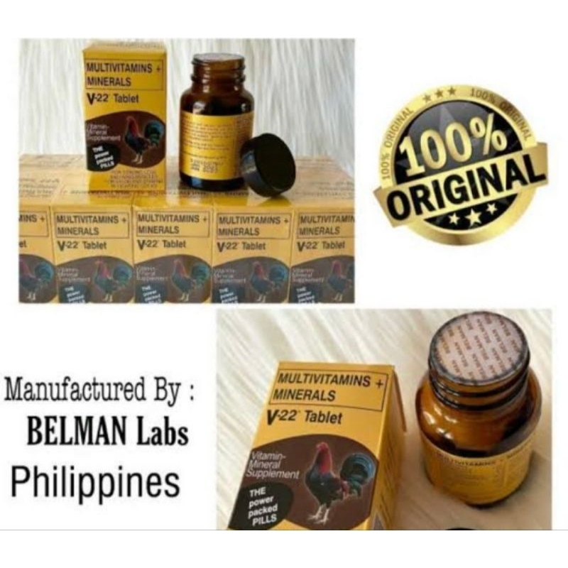 V-22 Piliphins V22 Suplemen Vitamin Ayam Bangkok/Anjing/Kucing Penguat Sayap Kaki Stamina 25tablets