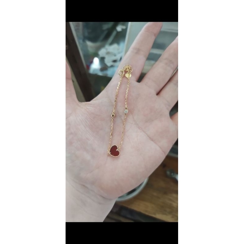 gelang serut love rosegold rose gold tipis emas asli 750 75% 17K polos