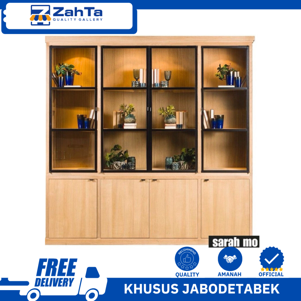 ZAHTA - LEMARI HIASAN 4 PINTU/LEMARI KACA HOME LIVING