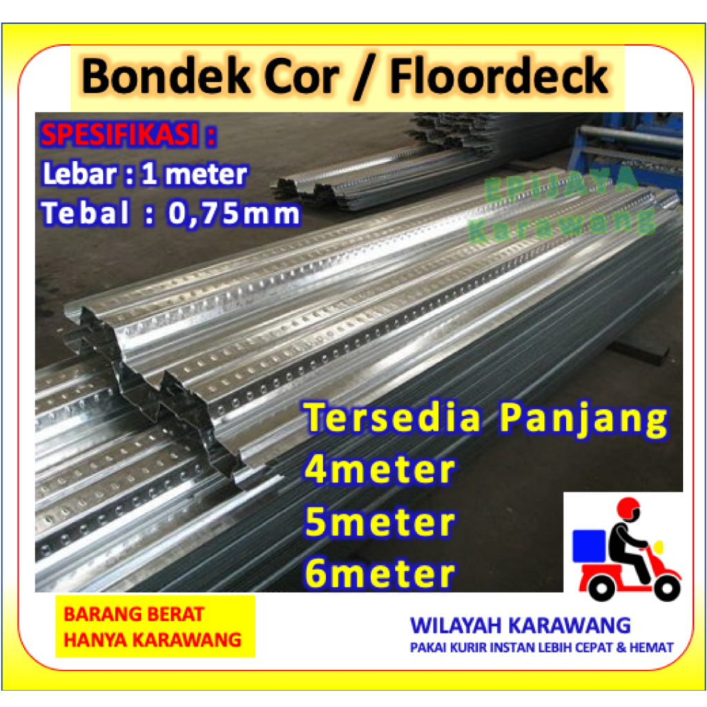 Bondek cor 0,75 panjang 3meter - 6meter