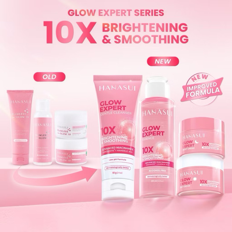HANASUI FLAWLESS GLOW 10 / HANASUI GLOW EXPERT DAY CREAM / hanasui glow expert night cream / hanasui